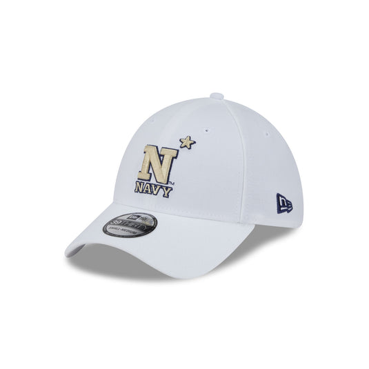 Navy Midshipmen Optic White 39THIRTY Stretch Fit Hat - New Era Cap