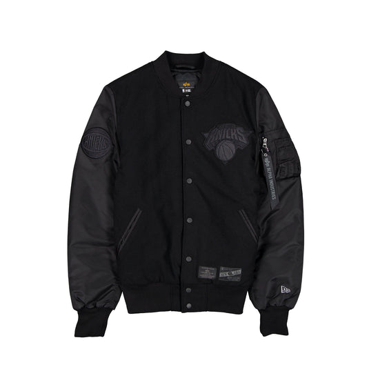 Alpha Industries x New York Knicks MA-1 Wool Varsity Jacket Black - New Era Cap