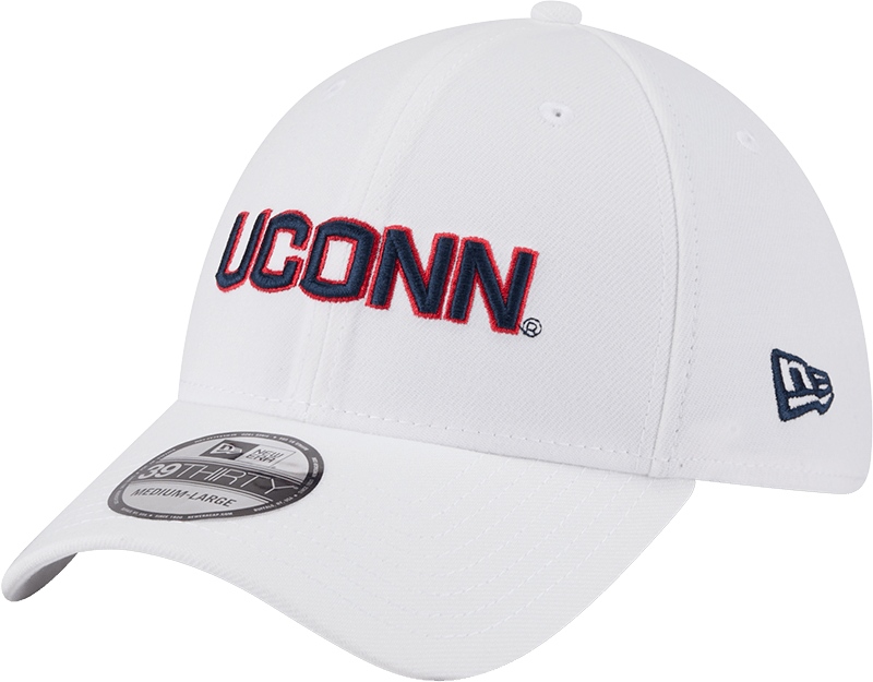 Connecticut Huskies Optic White 39THIRTY Stretch Fit Hat