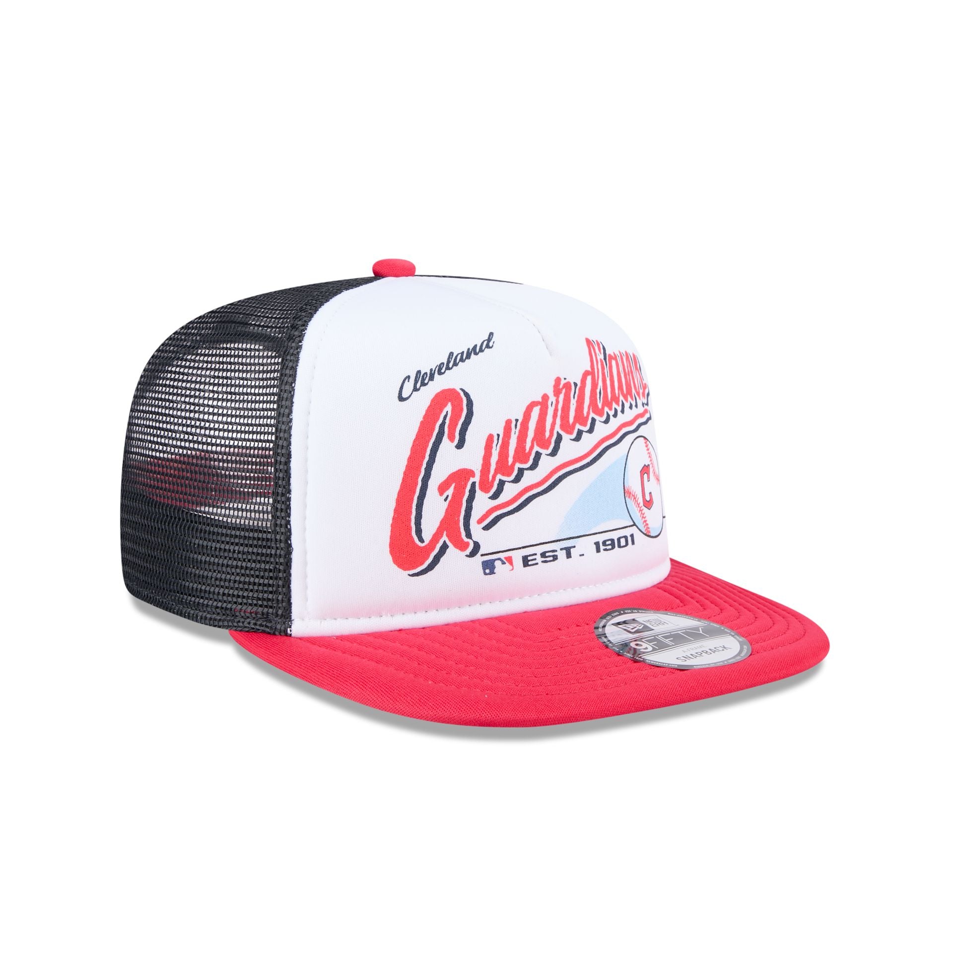 Cleveland Guardians Retro Script 9FIFTY A-Frame Trucker Hat