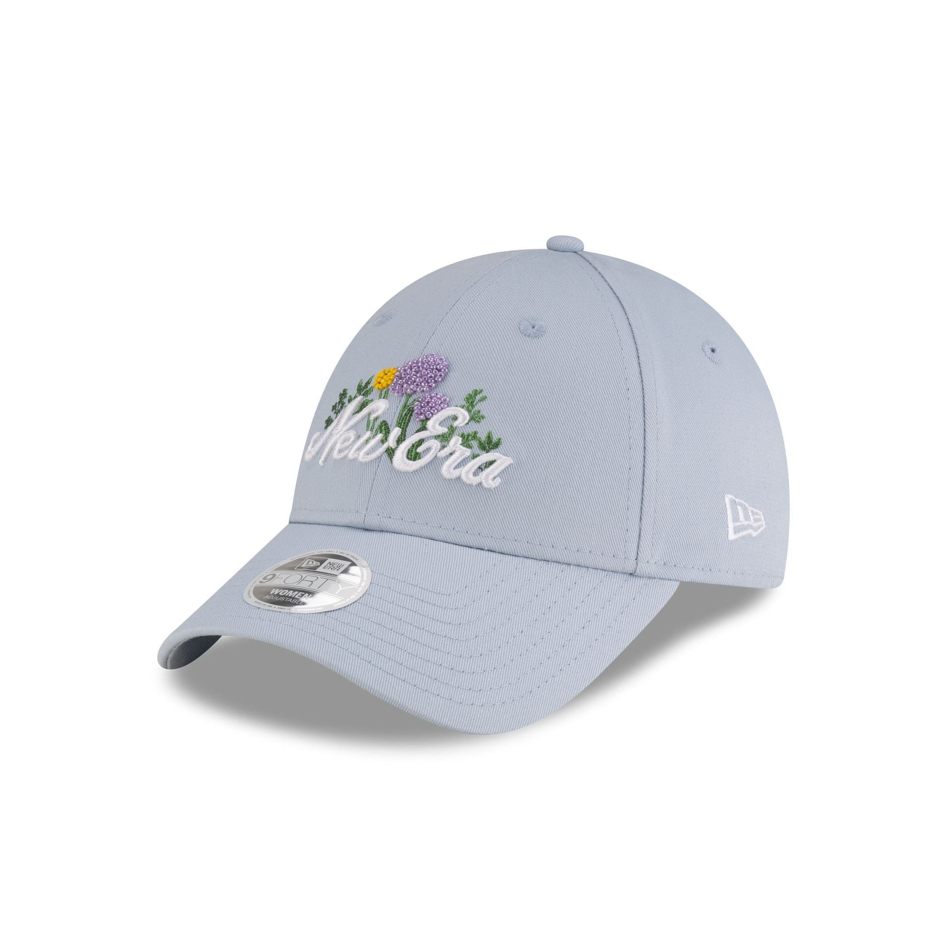 New Era Cap Beaded Floral Pastel Blue Women's 9FORTY Adjustable Hat