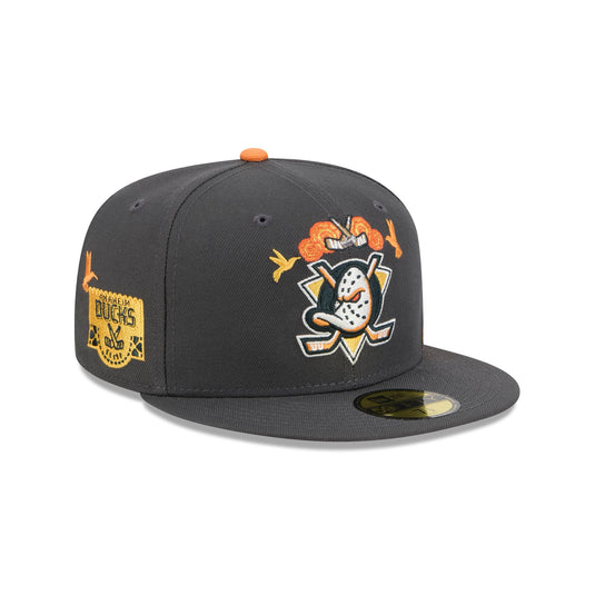 Anaheim Ducks Day of the Dead Graphite 59FIFTY Fitted Hat - New Era Cap