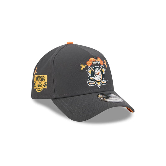 Anaheim Ducks Day of the Dead Graphite 9FORTY A-Frame Snapback Hat - New Era Cap