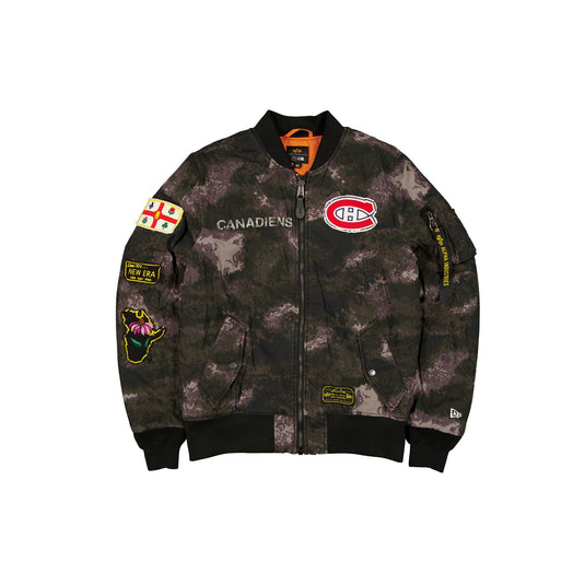 Alpha Industries x Montreal Canadiens Black Camo MA-1 Bomber Jacket - New Era Cap