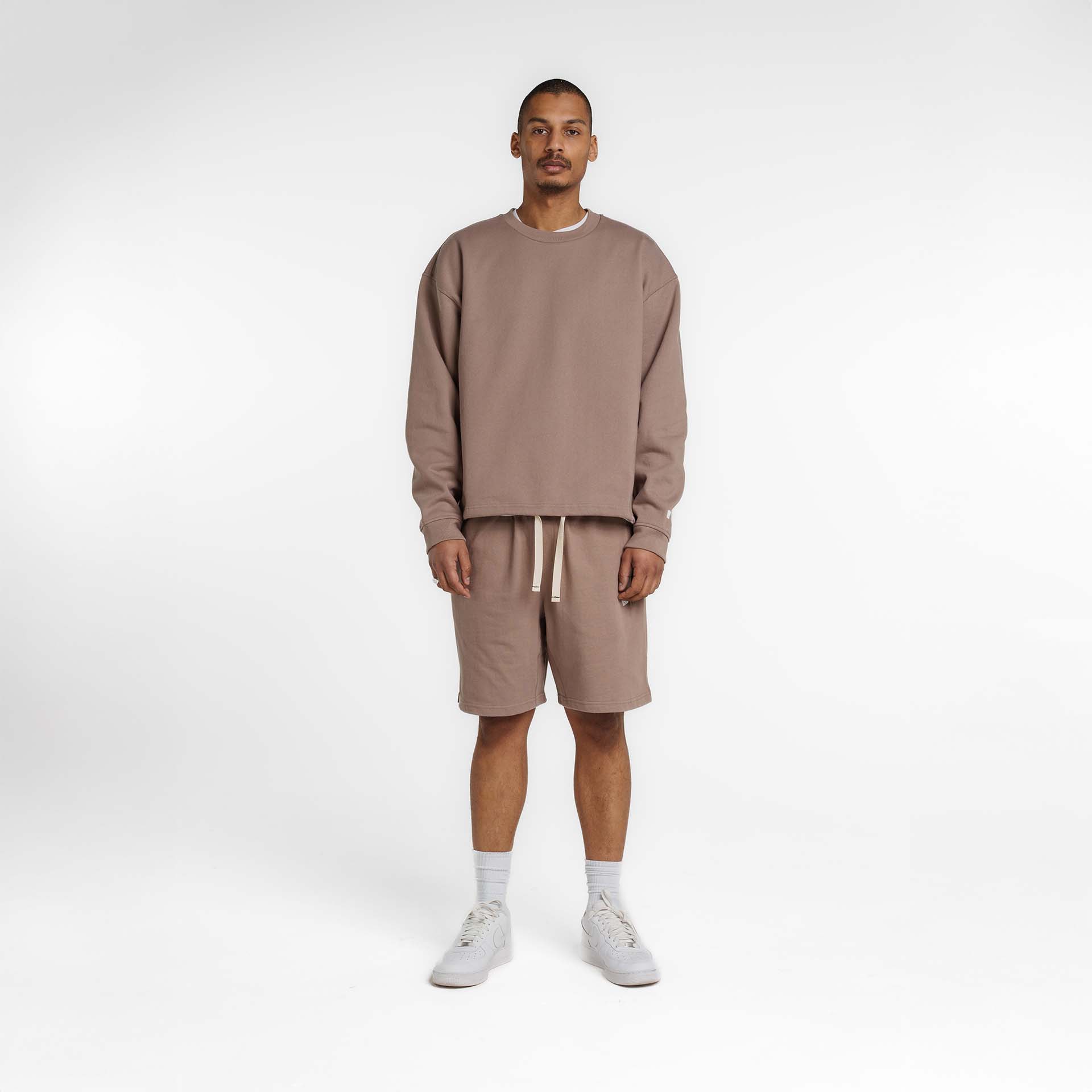 New Era Branded Alden Taupe Gray Crewneck