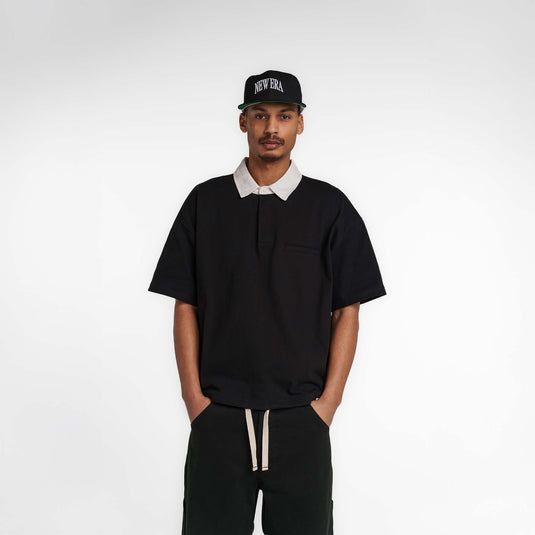 New Era Branded Alden Black Rugby Shirt - New Era Cap