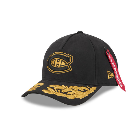 Alpha Industries x Montreal Canadiens Black 9FORTY M-Crown A-Frame Snapback Hat - New Era Cap