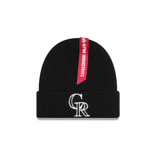 Alpha Industries x Colorado Rockies Black Cuff Knit Hat - New Era Cap