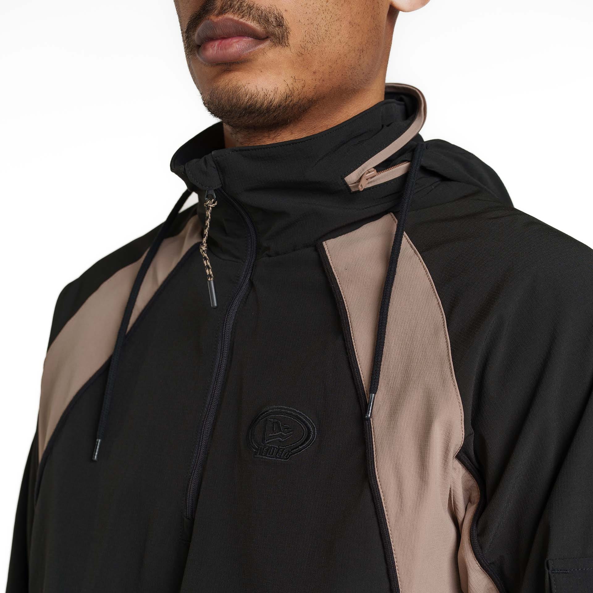 New Era Branded Retro-Tech NE2K Black Half-Zip Track Pullover