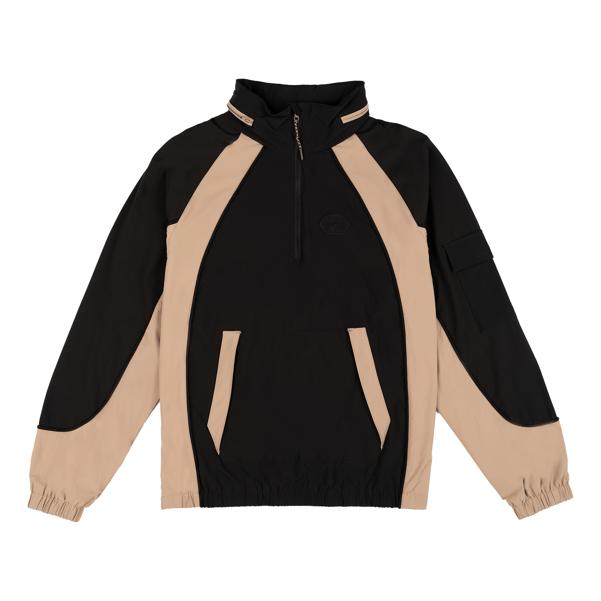 New Era Branded Retro-Tech NE2K Black Half-Zip Track Pullover