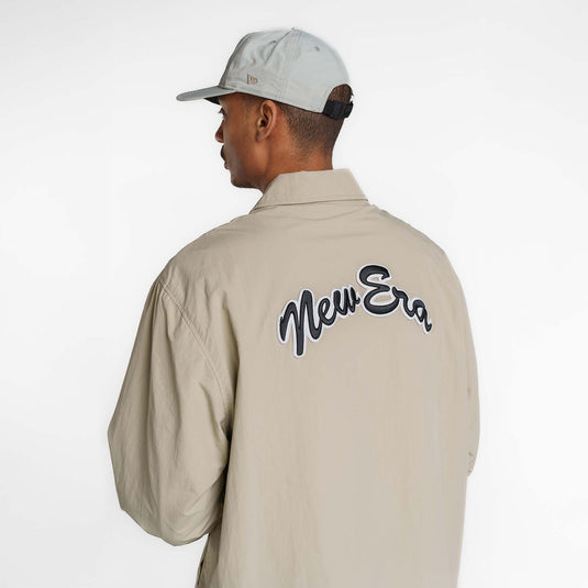New Era Branded Ripstop Script Nylon Abbey Stone Coach's Jacket - New Era Cap