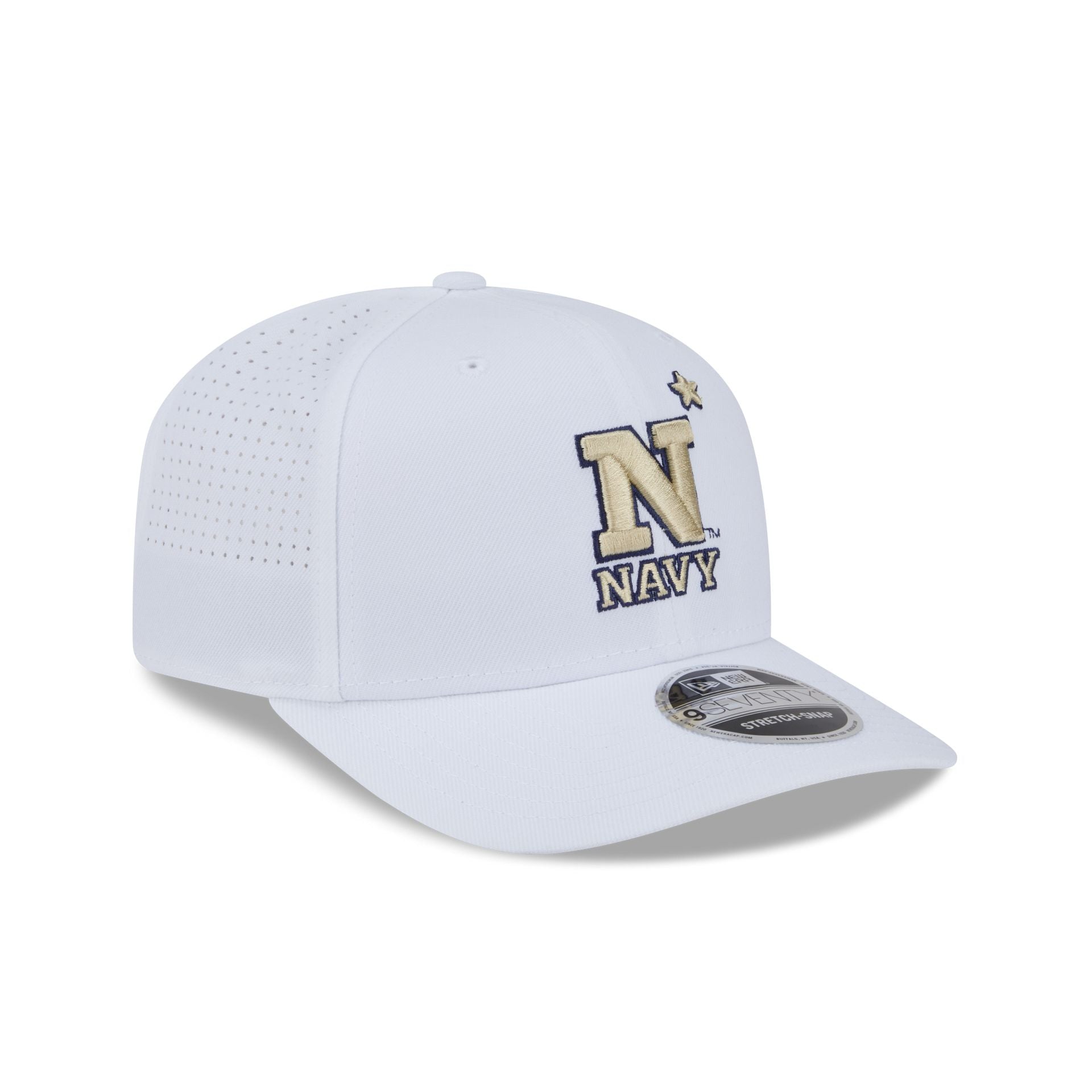 Navy Midshipmen Optic White Performance 9SEVENTY Stretch-Snap Hat