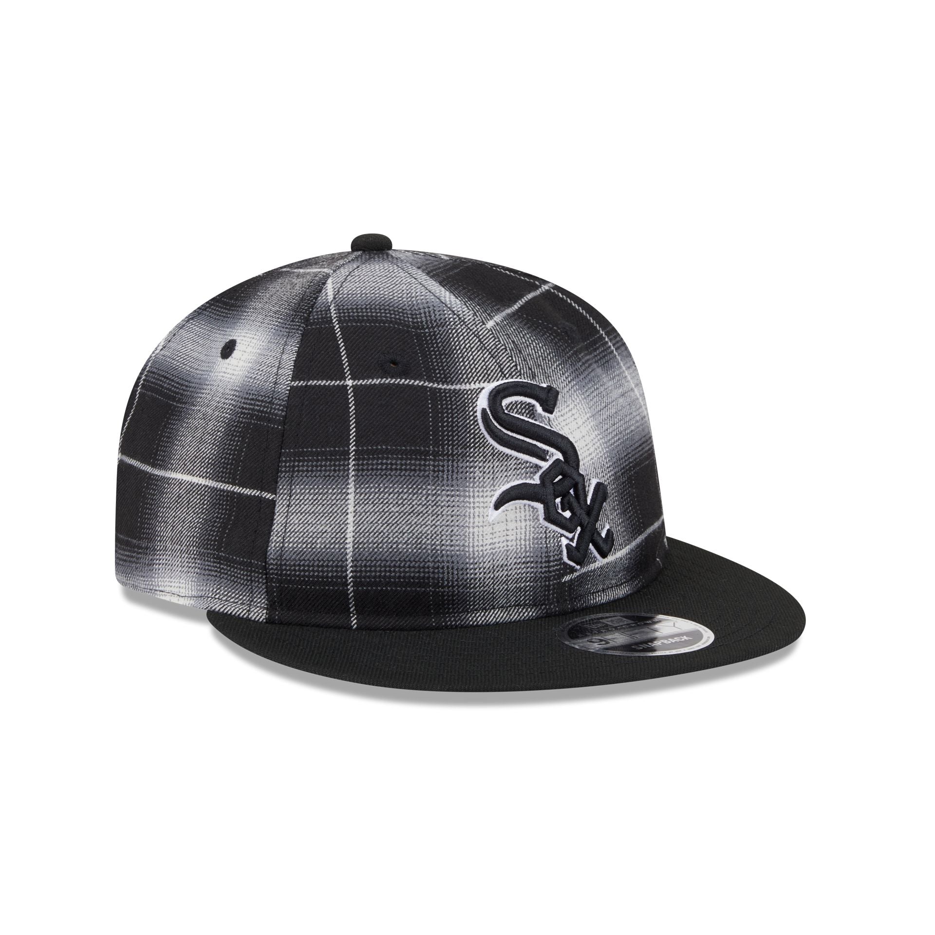 Chicago White Sox Black and White Plaid Retro Crown 9FIFTY Snapback Hat