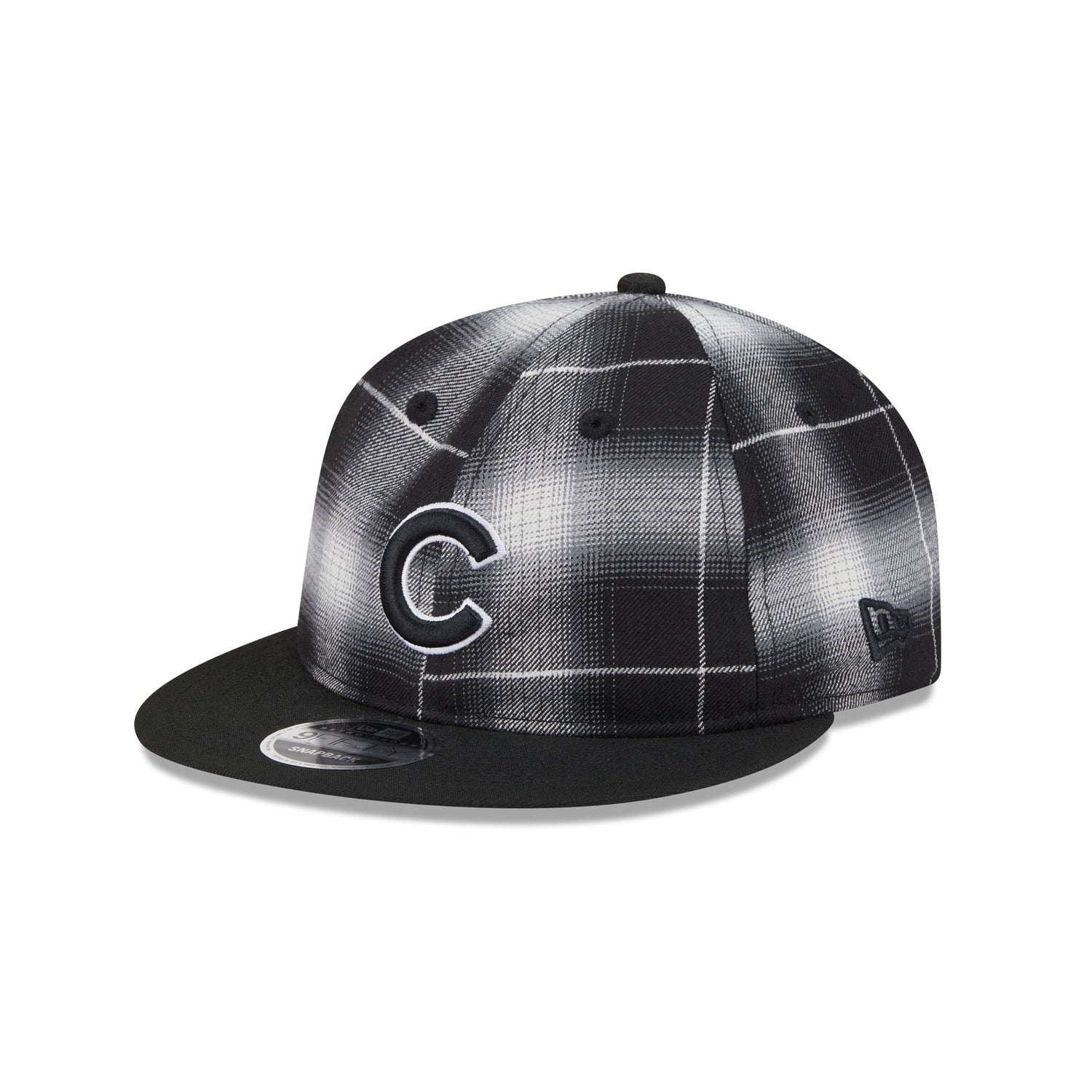 Chicago Cubs Black and White Plaid Retro Crown 9FIFTY Snapback Hat