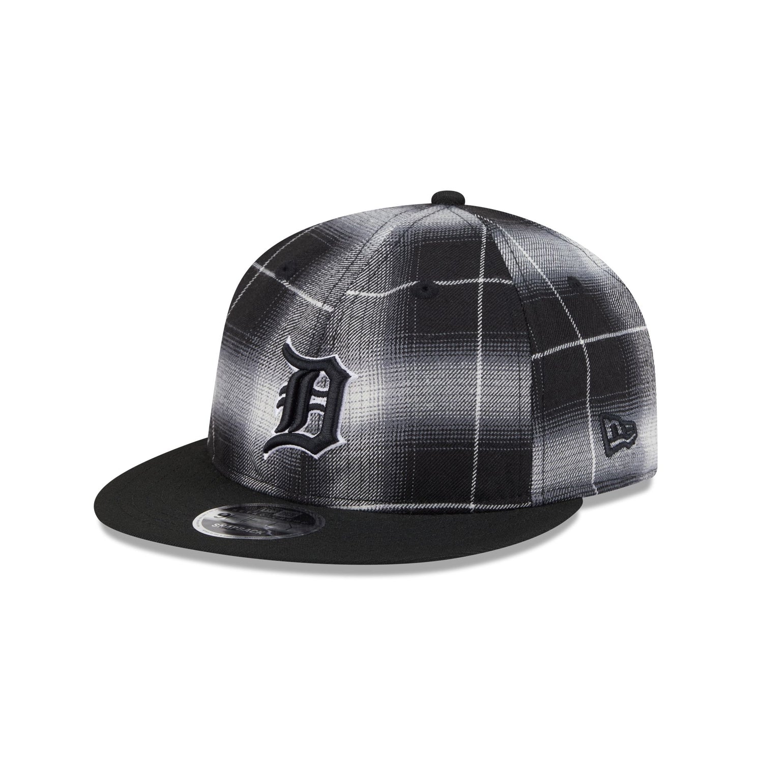 Detroit Tigers Black and White Plaid Retro Crown 9FIFTY Snapback Hat
