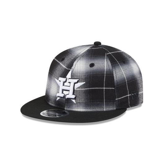 Houston Astros Black and White Plaid Retro Crown 9FIFTY Snapback Hat - New Era Cap