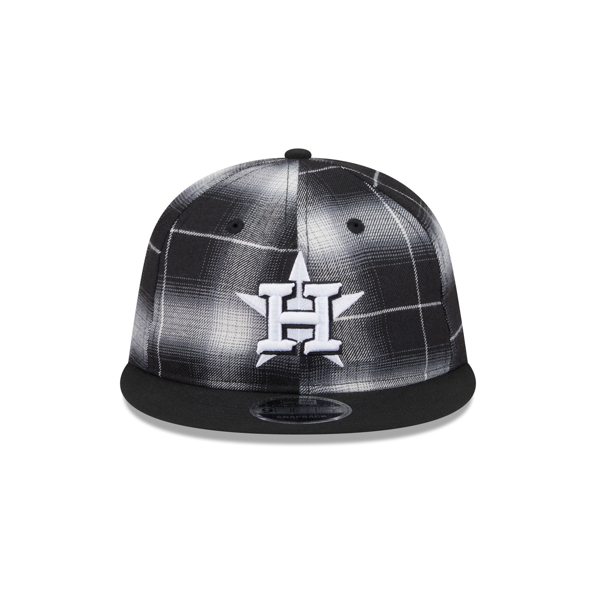 Houston Astros Black and White Plaid Retro Crown 9FIFTY Snapback Hat