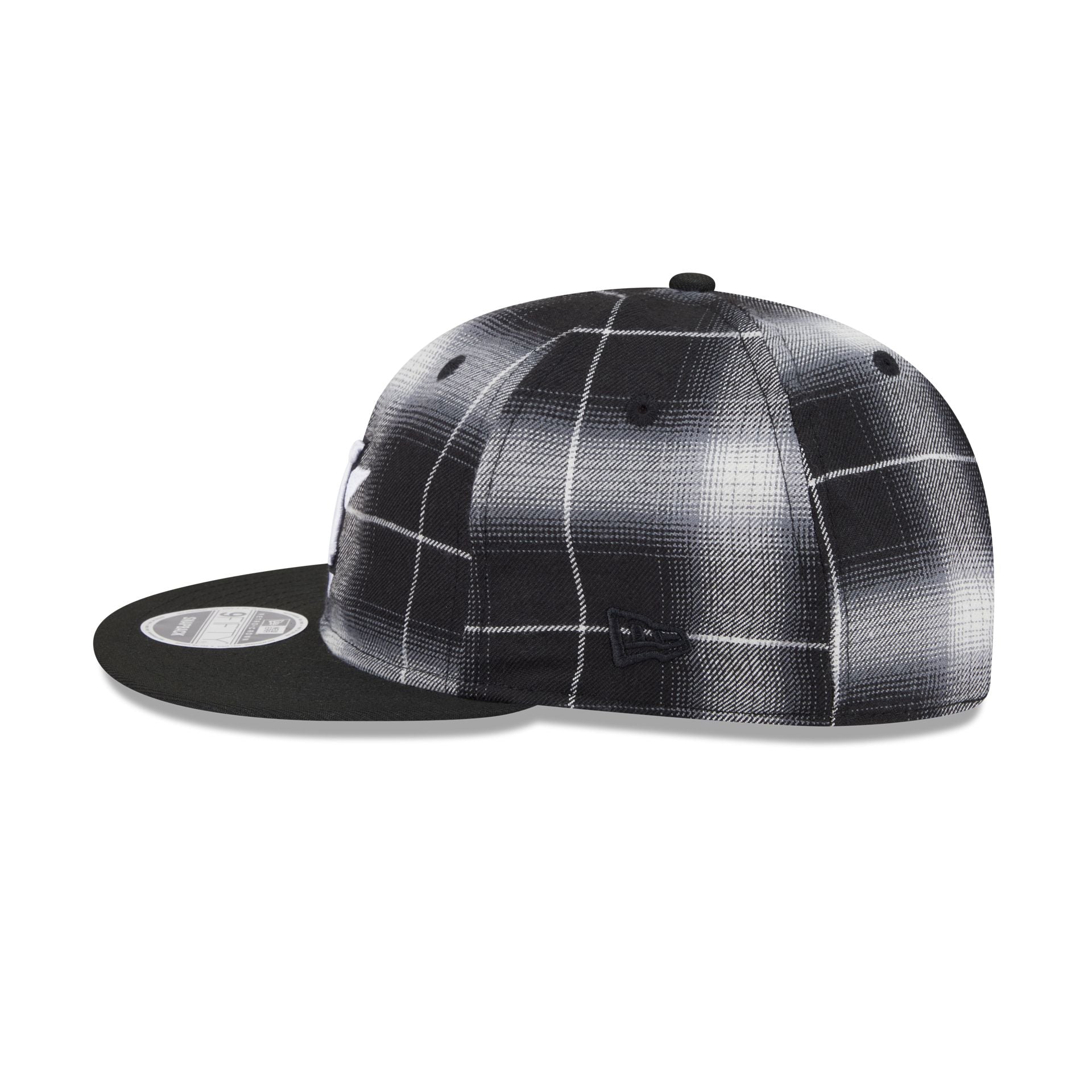 Houston Astros Black and White Plaid Retro Crown 9FIFTY Snapback Hat