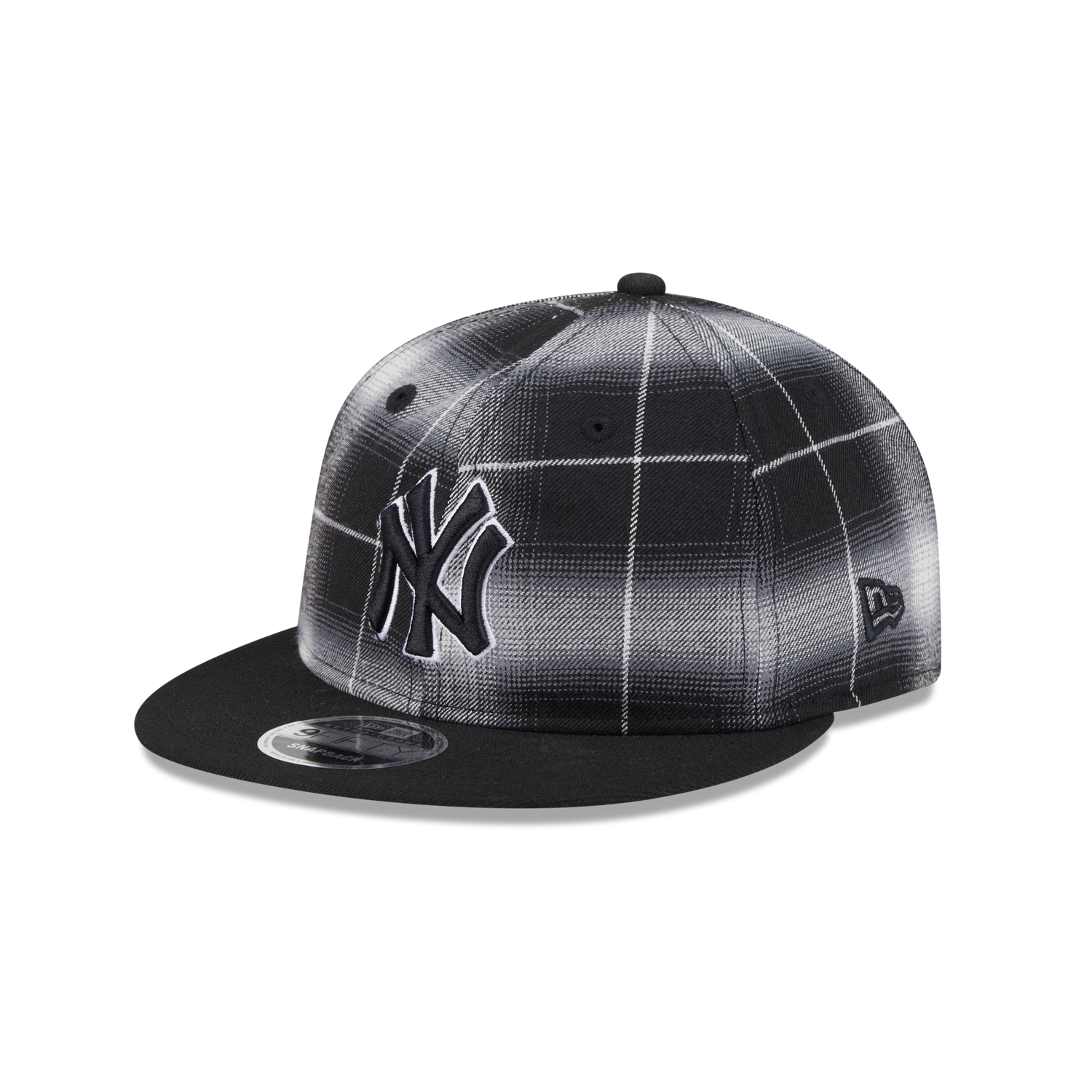 New York Yankees Black and White Plaid Retro Crown 9FIFTY Snapback Hat