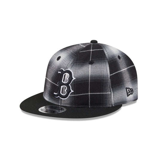 Boston Red Sox Black and White Plaid Retro Crown 9FIFTY Snapback Hat - New Era Cap