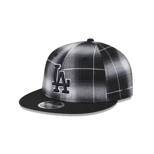 Los Angeles Dodgers Black and White Plaid Retro Crown 9FIFTY Snapback Hat - New Era Cap