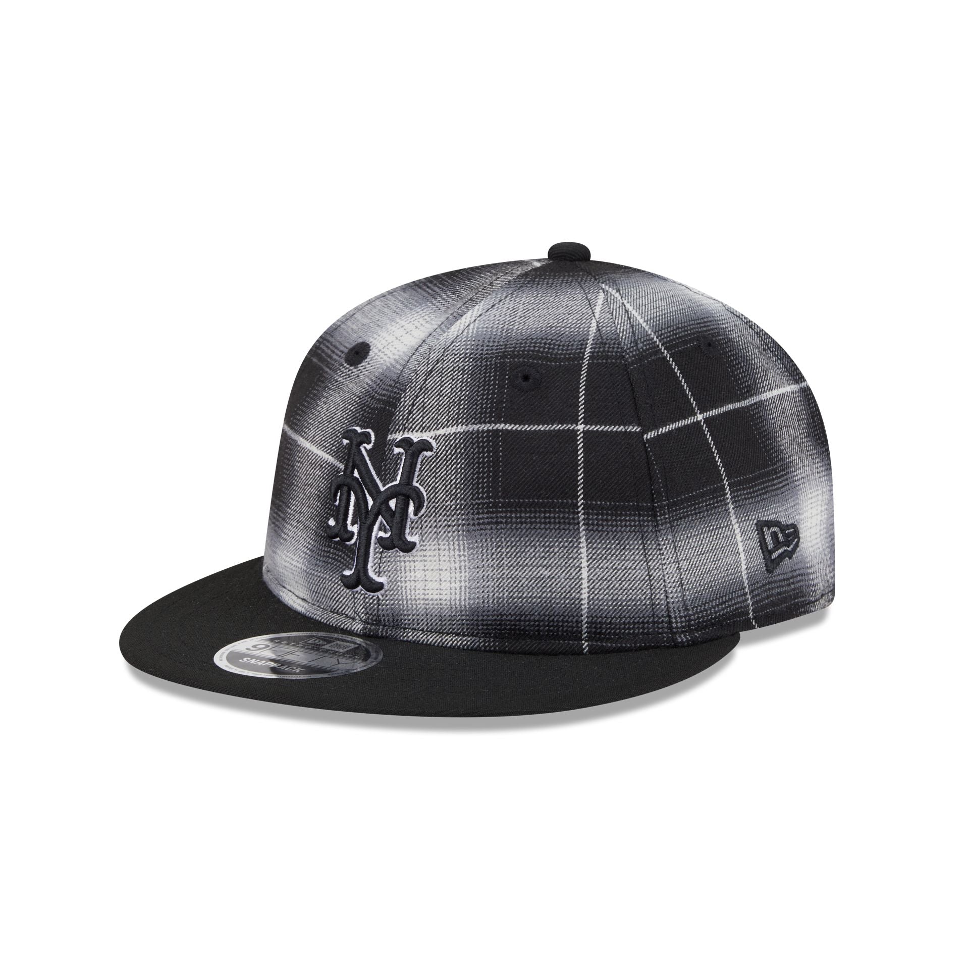 New York Mets Black and White Plaid Retro Crown 9FIFTY Snapback Hat