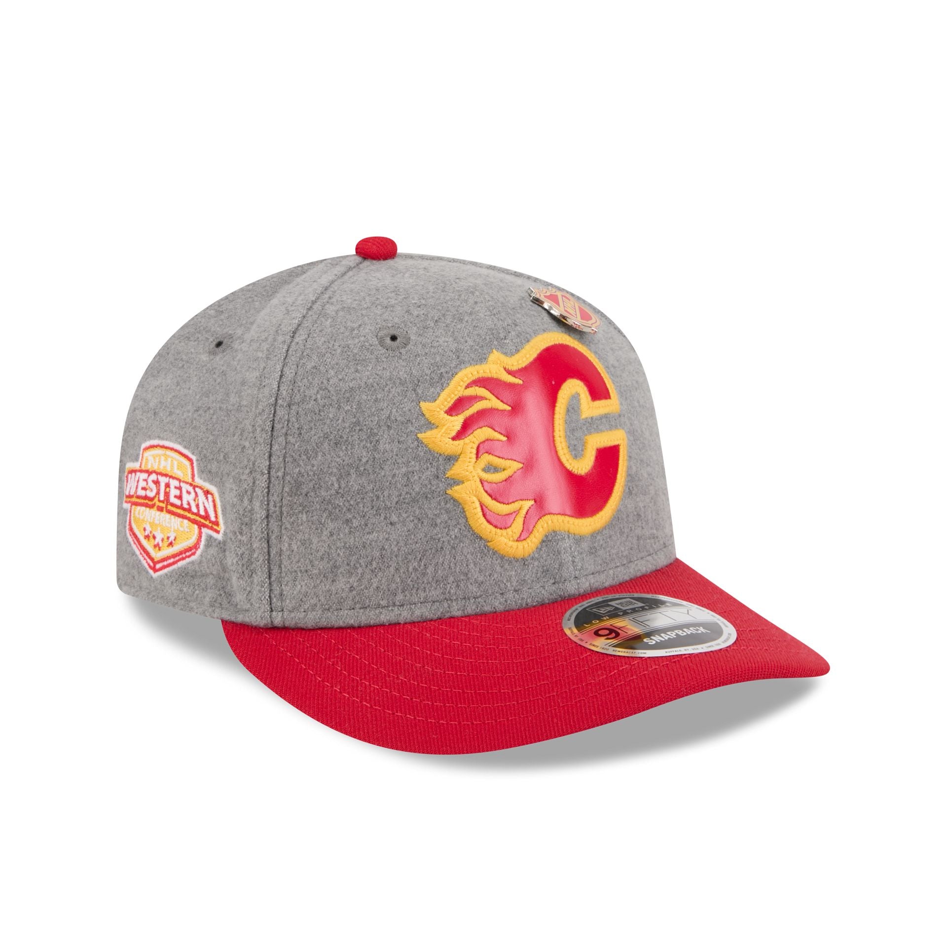 Calgary Flames Heather Gray Wool Low Profile 9FIFTY Snapback Hat