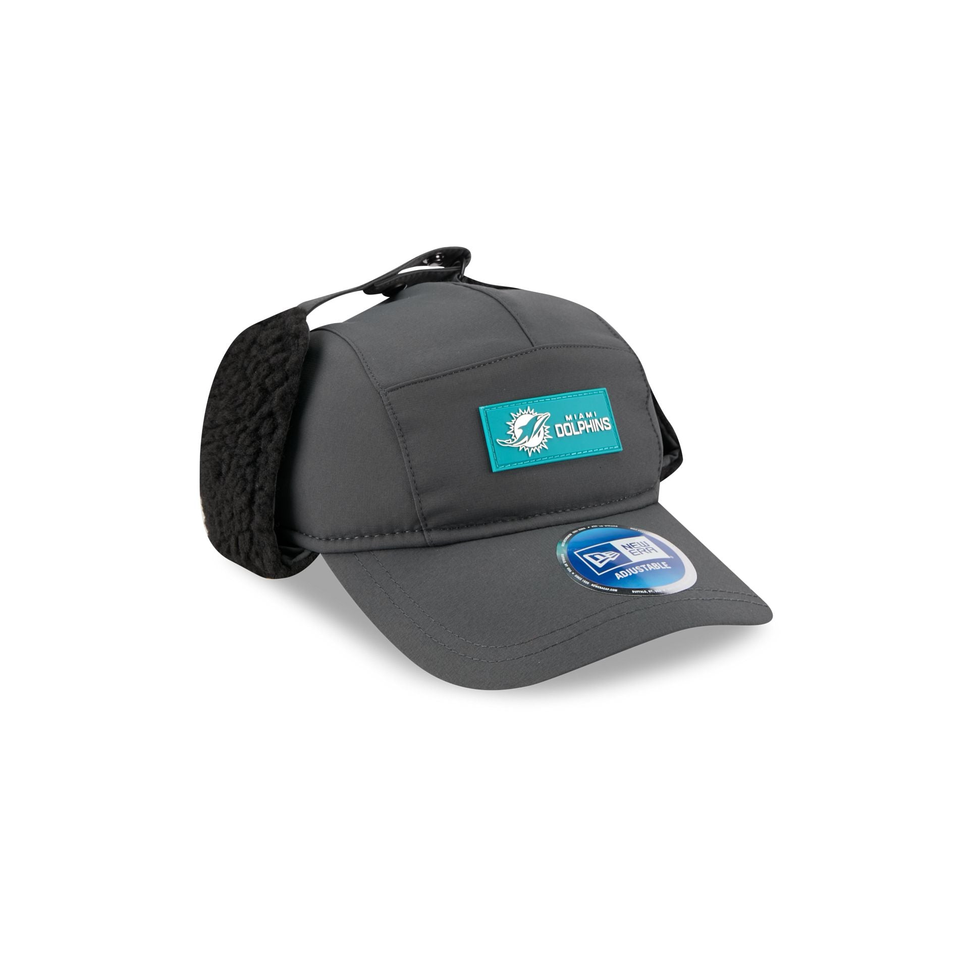 Miami Dolphins 2025 Sideline Cold Weather Steel Clouds Runner Dogear Adjustable Hat