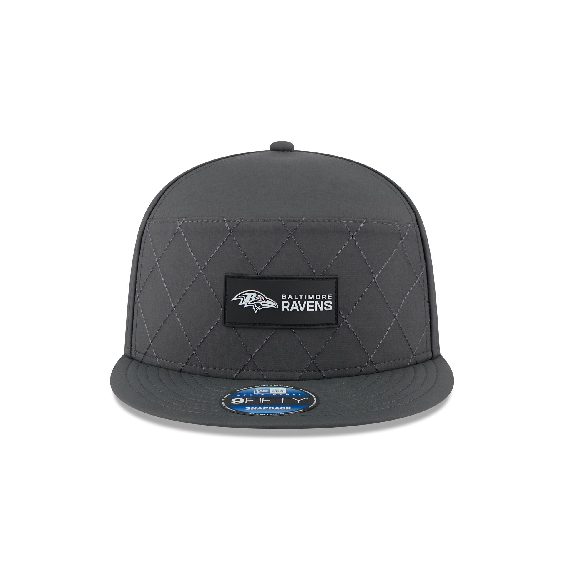 Baltimore Ravens 2025 Sideline Cold Weather Steel Clouds Split Panel 9FIFTY Snapback Hat