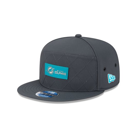Miami Dolphins 2025 Sideline Cold Weather Steel Clouds Split Panel 9FIFTY Snapback Hat - New Era Cap