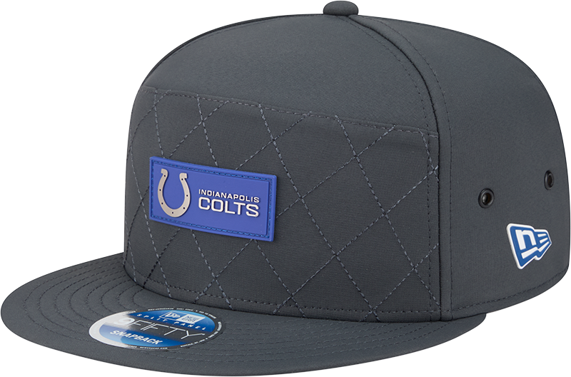 Indianapolis Colts 2025 Sideline Cold Weather Steel Clouds Split Panel 9FIFTY Snapback Hat