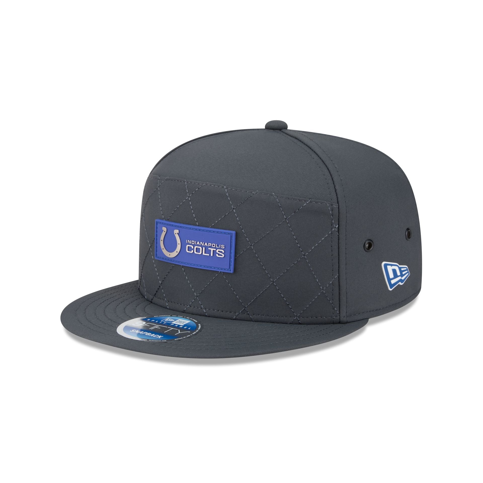 Indianapolis Colts 2025 Sideline Cold Weather Steel Clouds Split Panel 9FIFTY Snapback Hat
