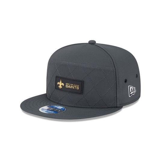 New Orleans Saints 2025 Sideline Cold Weather Steel Clouds Split Panel 9FIFTY Snapback Hat - New Era Cap