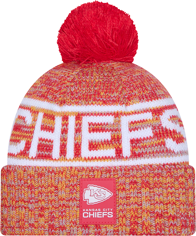 Kansas City Chiefs 2025 Sideline Cold Weather Pom Knit Hat