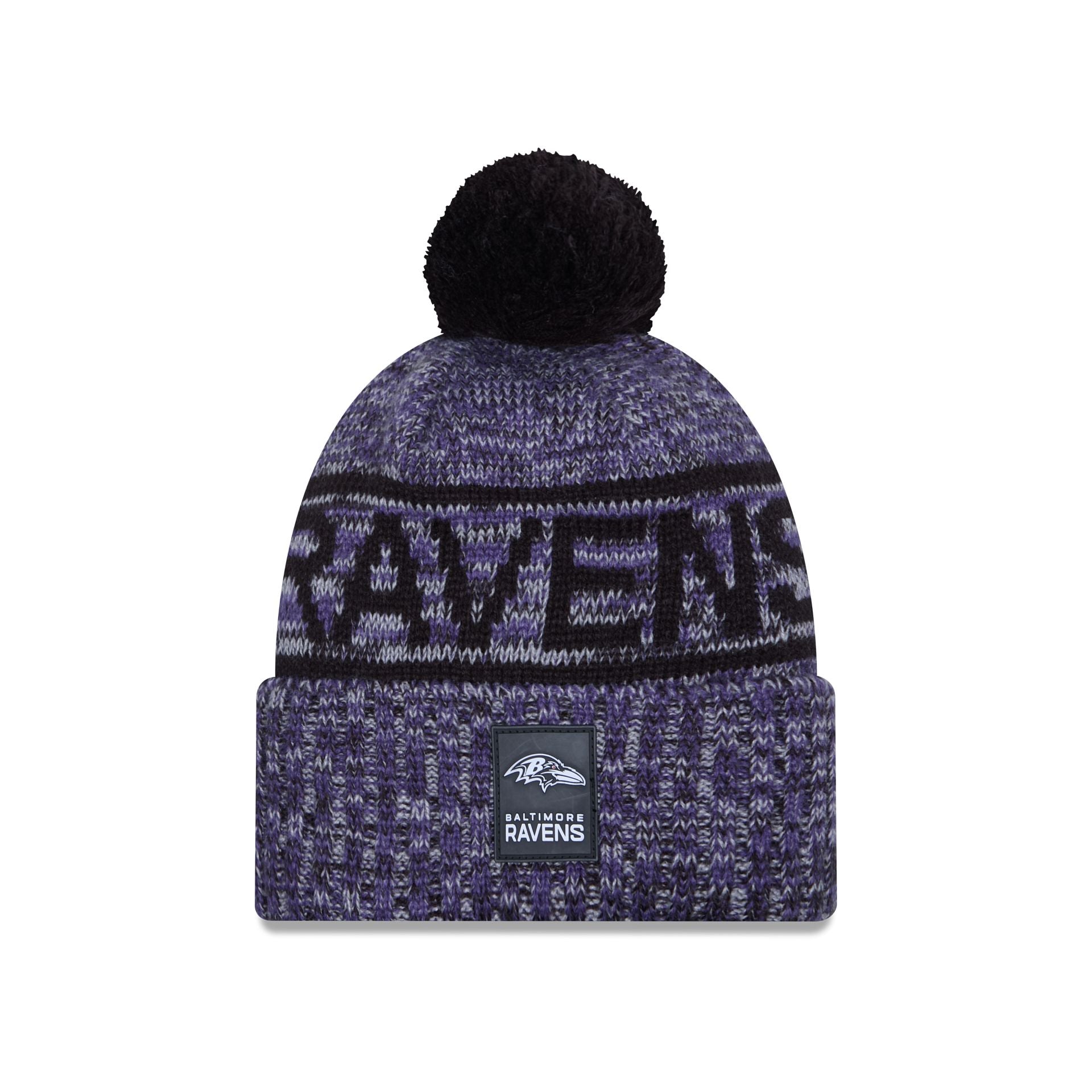 Baltimore Ravens 2025 Sideline Cold Weather Pom Knit Hat