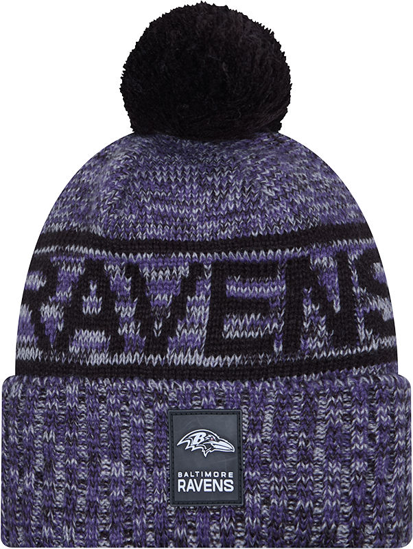 Baltimore Ravens 2025 Sideline Cold Weather Pom Knit Hat