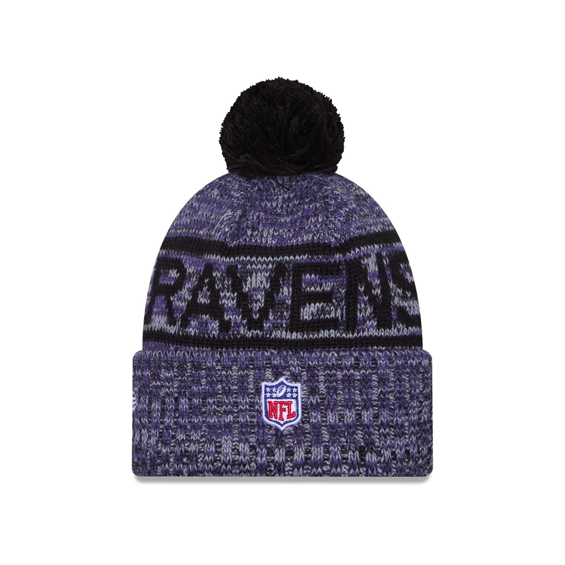 Baltimore Ravens 2025 Sideline Cold Weather Pom Knit Hat