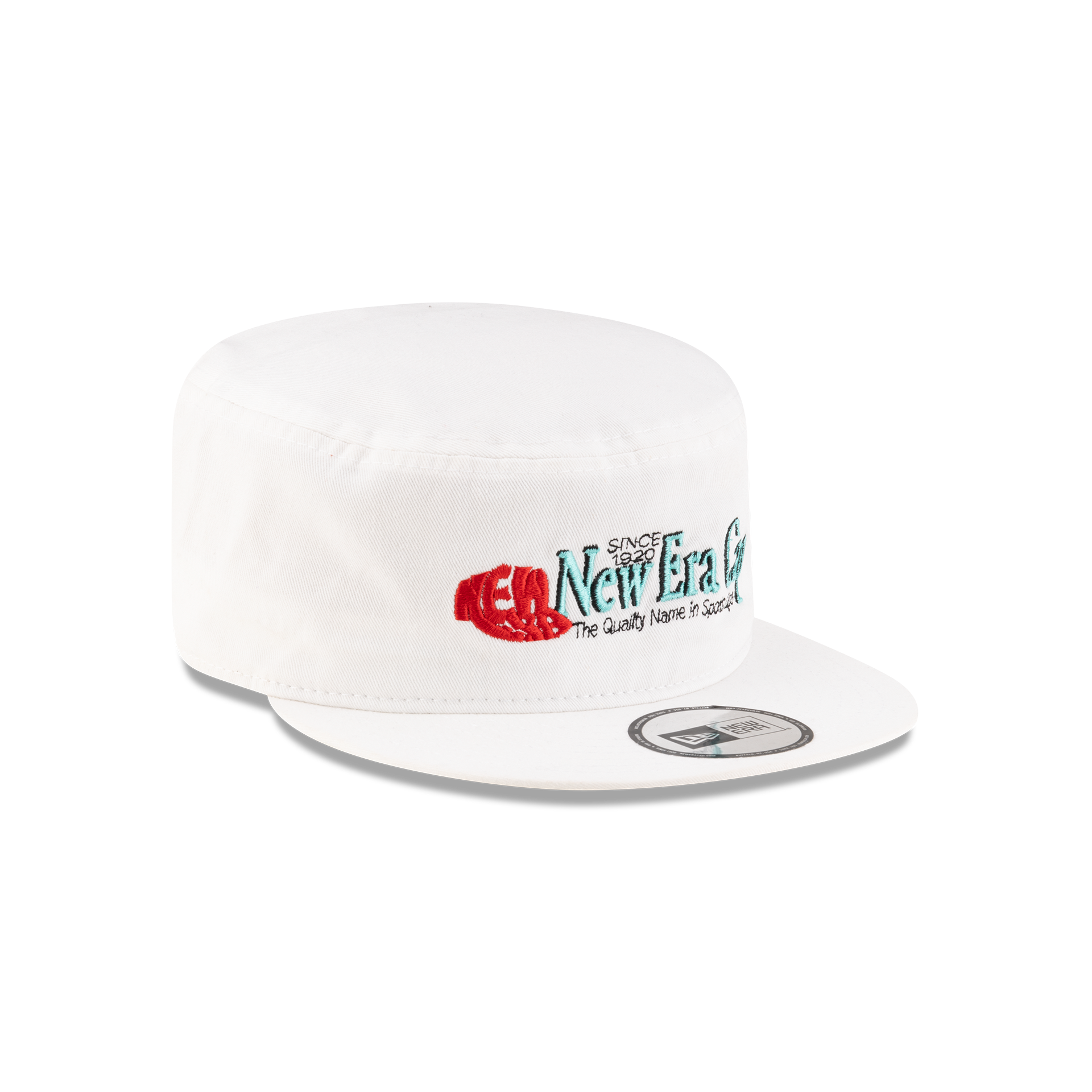 New Era Branded College White Painter Elastic Back Hat