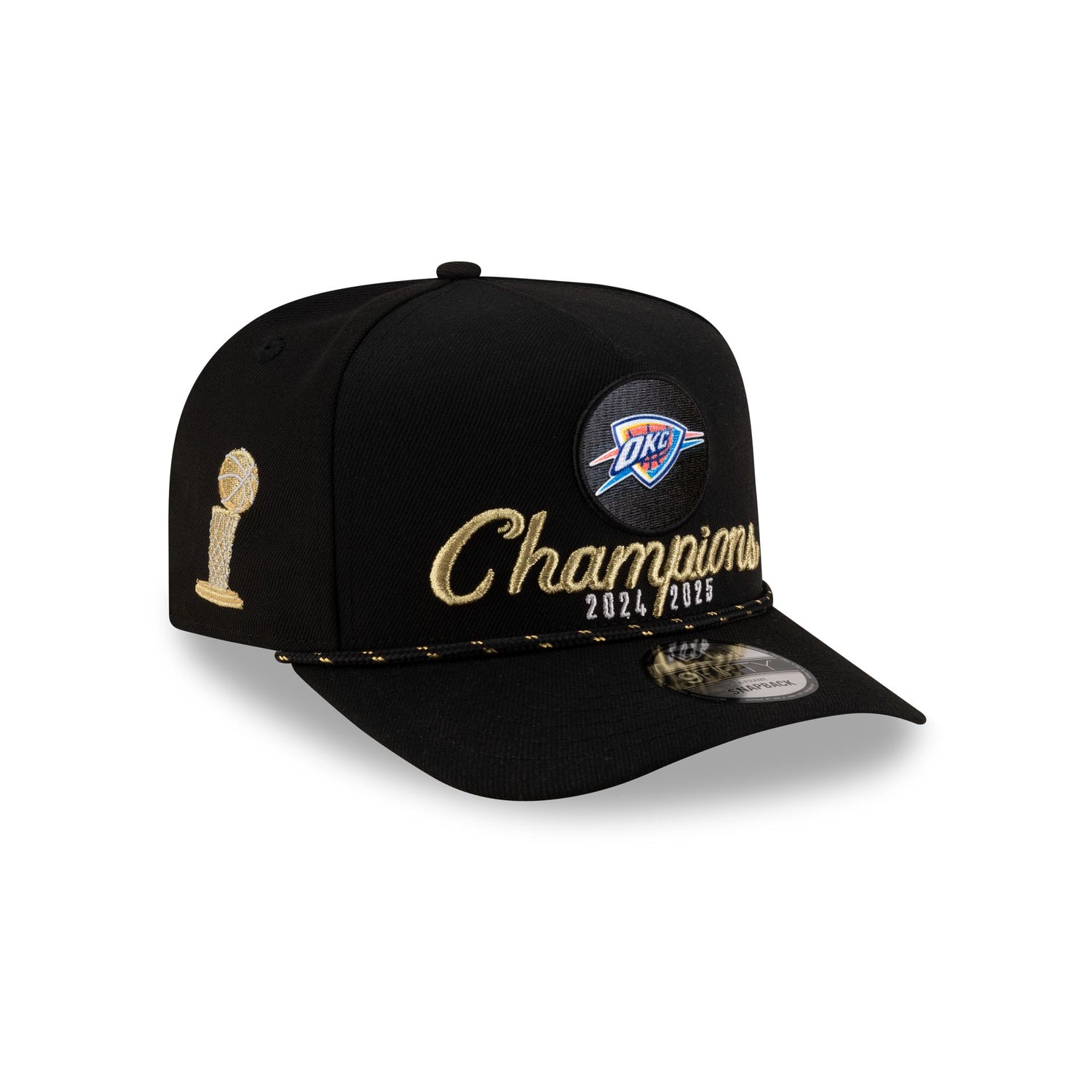 Oklahoma City Thunder 2025 NBA Champions Locker Room 9FIFTY A-Frame Snapback Hat