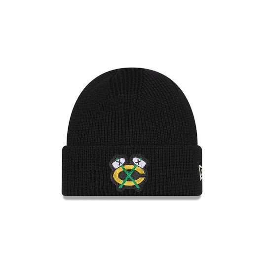 Chicago Blackhawks Short Skull Cuff Knit Beanie Hat - New Era Cap