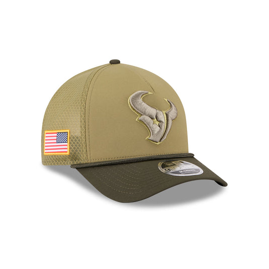 Houston Texans 2025 Salute to Service 9FORTY M-Crown A-Frame Trucker Hat - New Era Cap