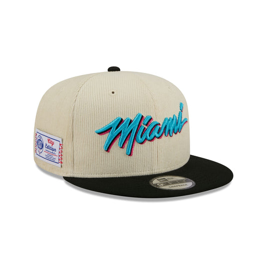 Miami Heat 2025 City Edition Chrome White Corduroy 9FIFTY Snapback Hat - New Era Cap
