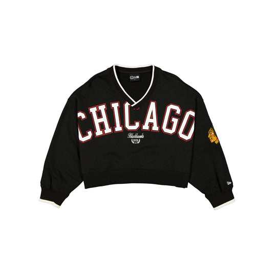 Chicago Blackhawks Throwback Prep Women's Cropped Crewneck - New Era Cap