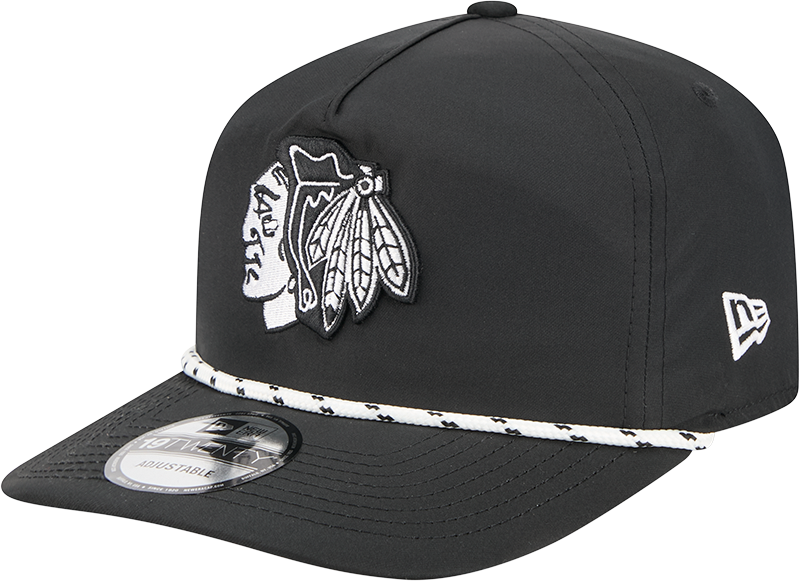 Chicago Blackhawks Black and White Rope 19TWENTY Snapback Hat