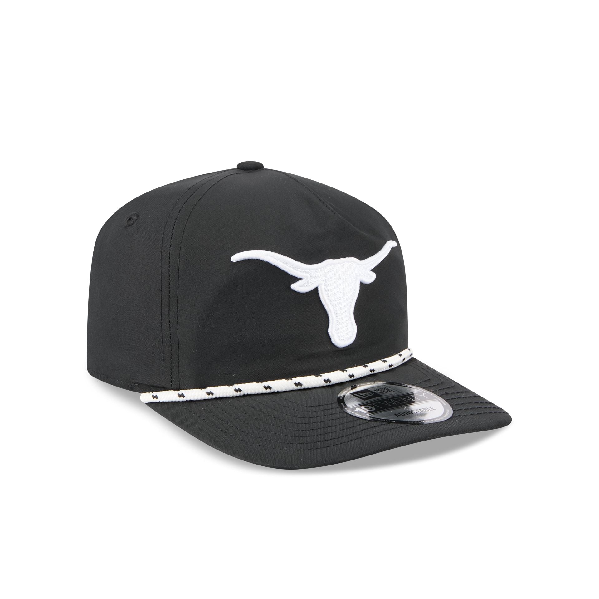 Texas Longhorns Black and White Rope 19TWENTY Snapback Hat