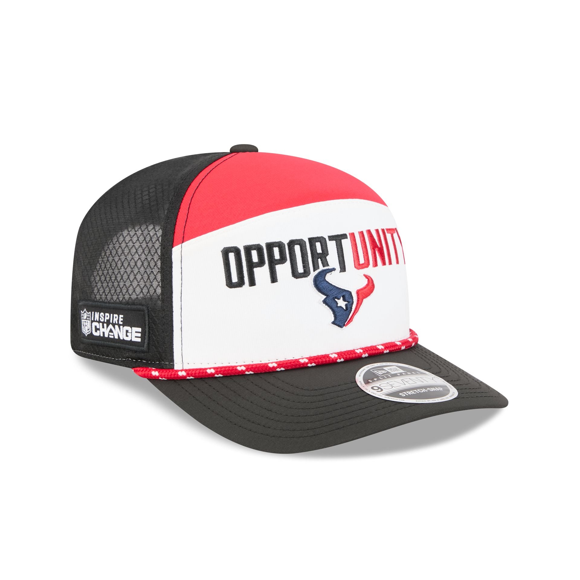 Houston Texans 2025 Inspire Change Split Panel 9SEVENTY Trucker Hat