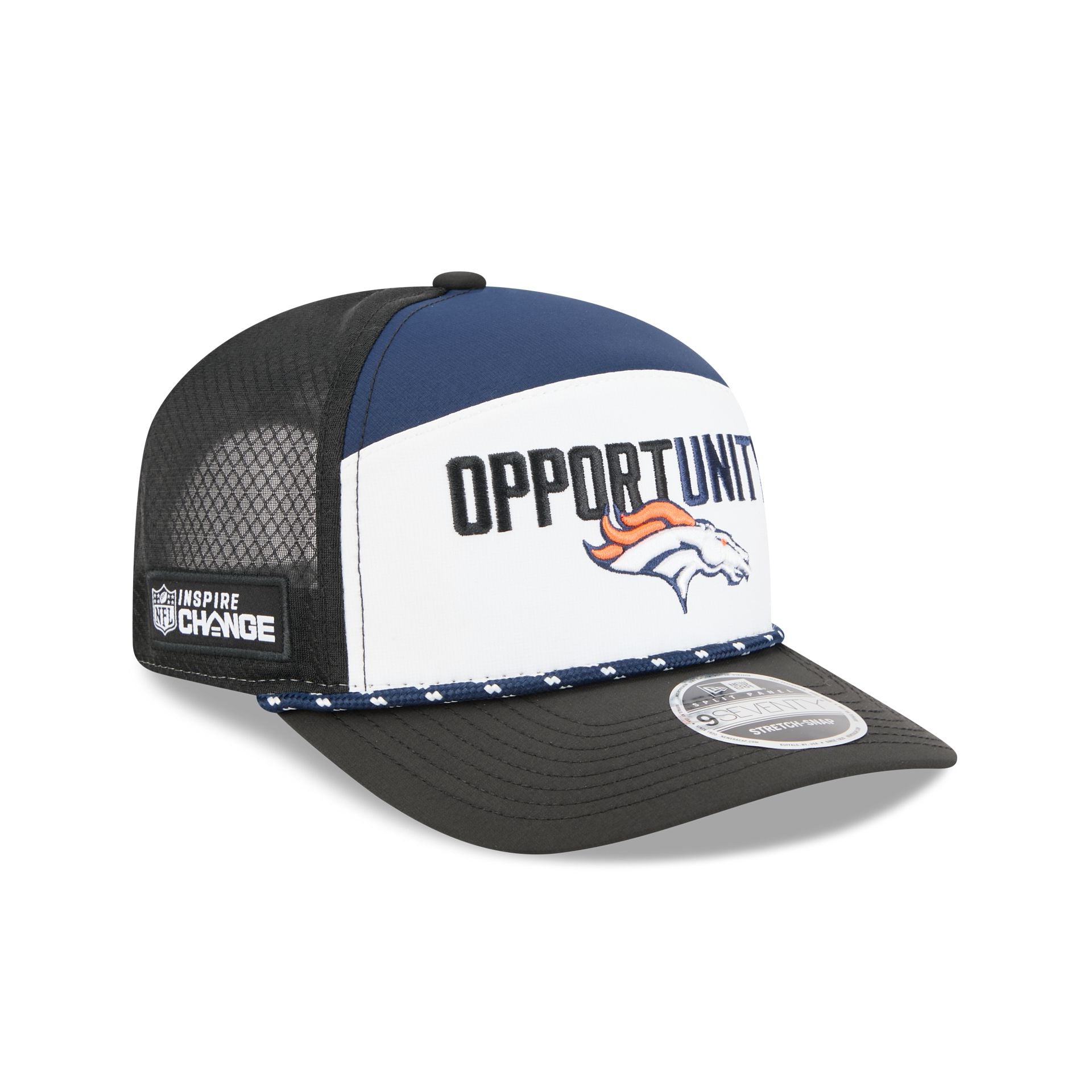 Denver Broncos 2025 Inspire Change Split Panel 9SEVENTY Trucker Hat