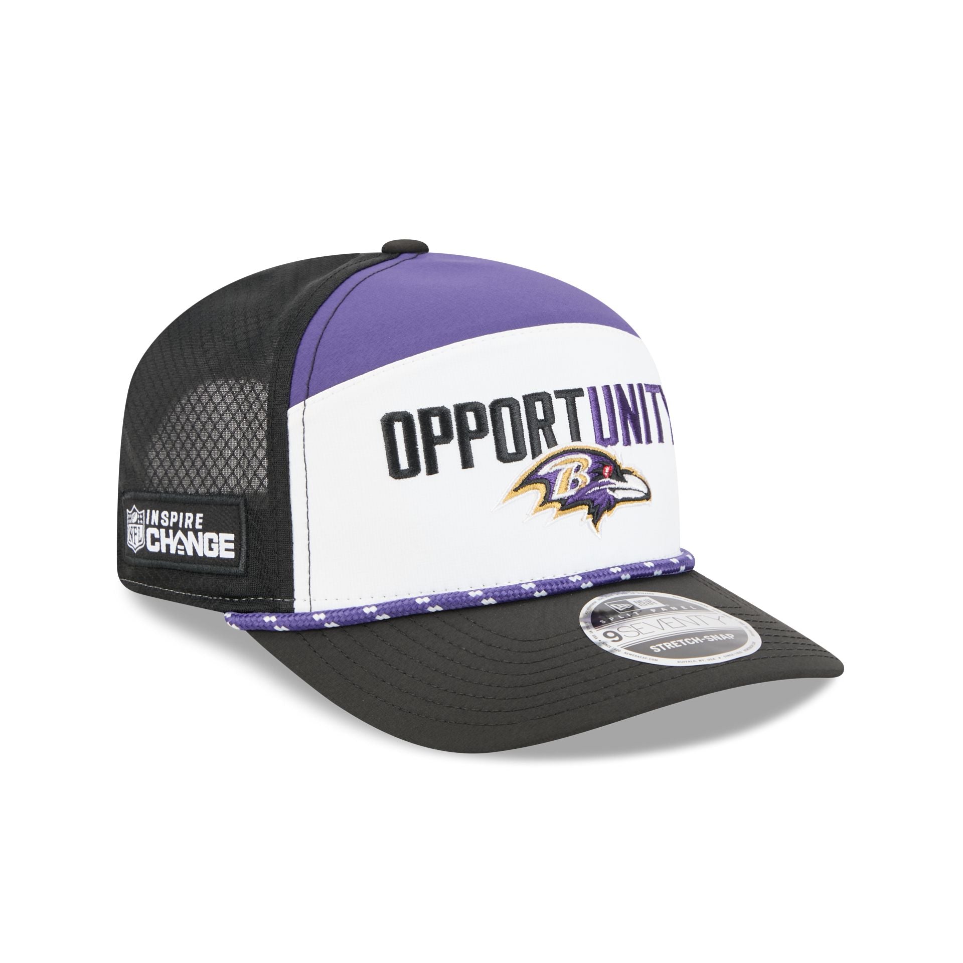 Baltimore Ravens 2025 Inspire Change Split Panel 9SEVENTY Trucker Hat