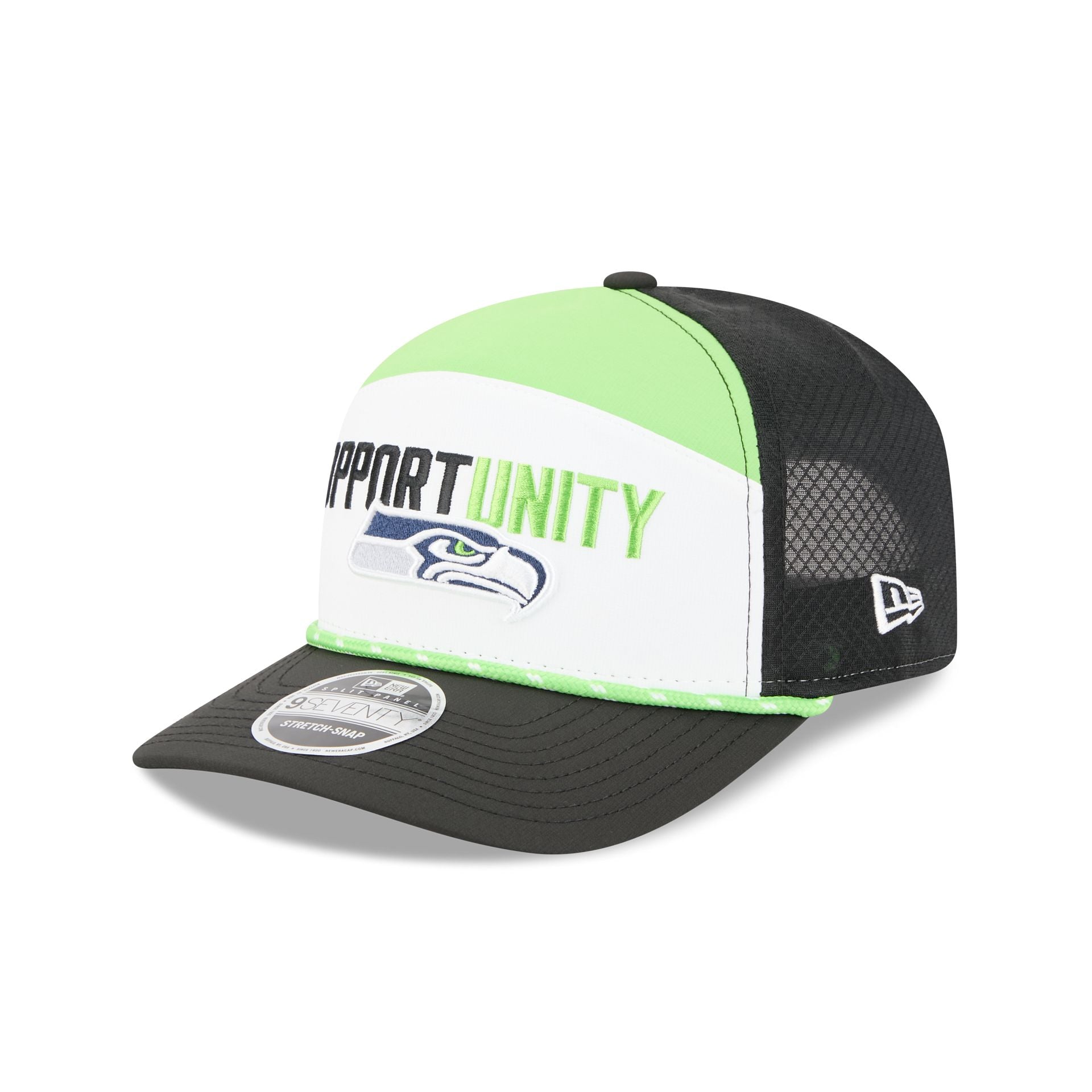 Seattle Seahawks 2025 Inspire Change Split Panel 9SEVENTY Trucker Hat