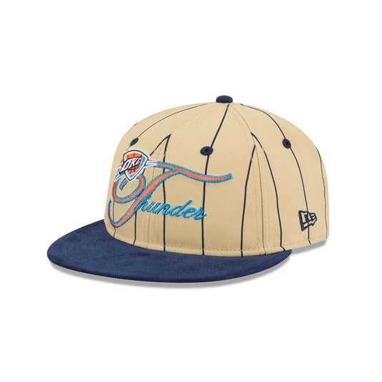 Oklahoma City Thunder Pinstripe Script Retro Crown 9FIFTY Adjustable Hat - New Era Cap